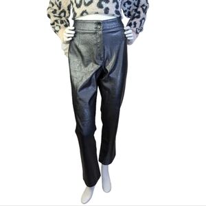 Joye + Fun Black Minimalist Faux Leather Pants | Made in Italy | 33" Waist